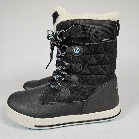 Merrell Heidi Waterproof Suede Sherpa Womens Snow Boot Winter Black 5 Size 36 - Picture 5 of 16